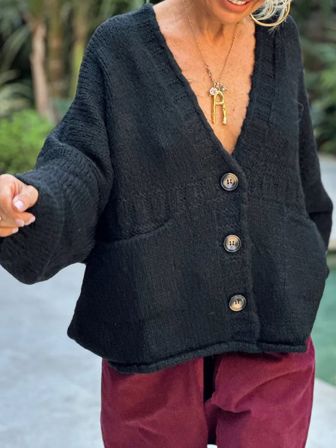'Lottie' V-Neck Button Up Cardigan - Celes Fashion